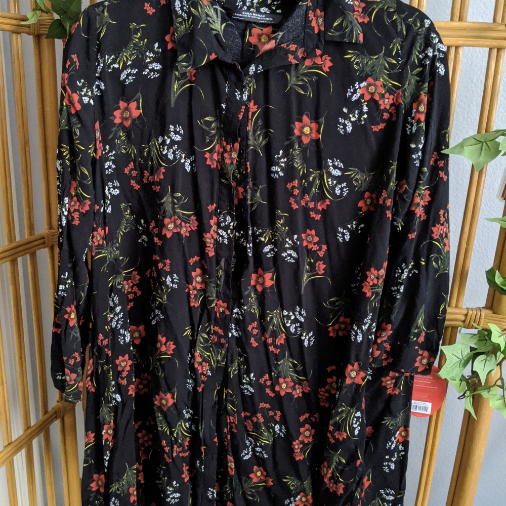 Zara floral button up blouse